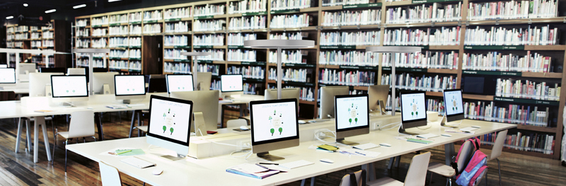 Milieufoto Kreisleuchten in Bibliothek