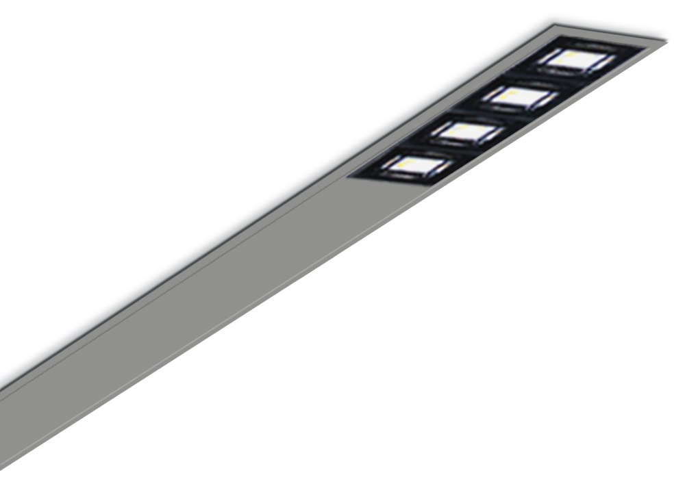 midiRail recessed luminaire with frame and lens modules